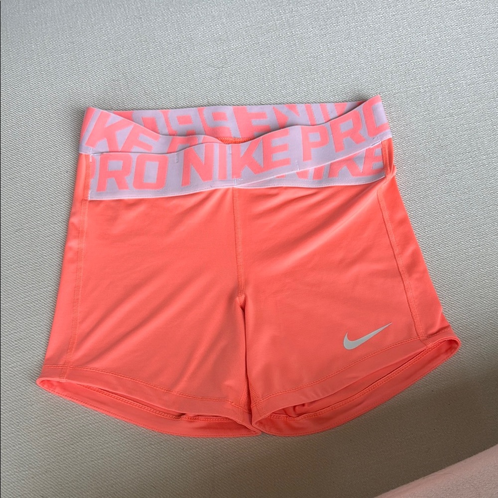 Nike Pro Neon Peach Athletic Shorts